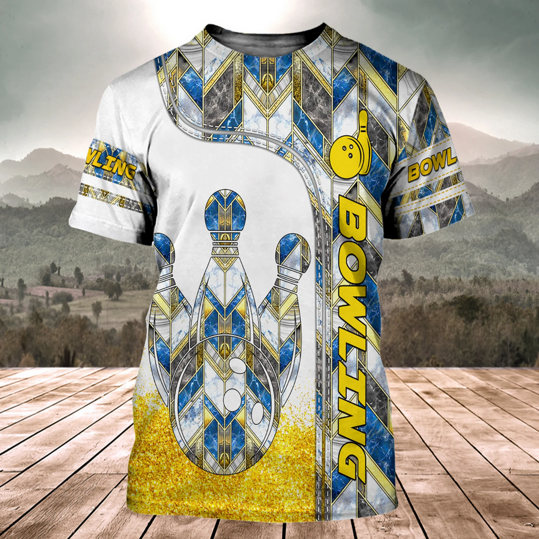 FUNSTUFFPRINT Bowling Diamond 3D Unisex Shirt Men Women Present Bowling Players 3D T-shirt