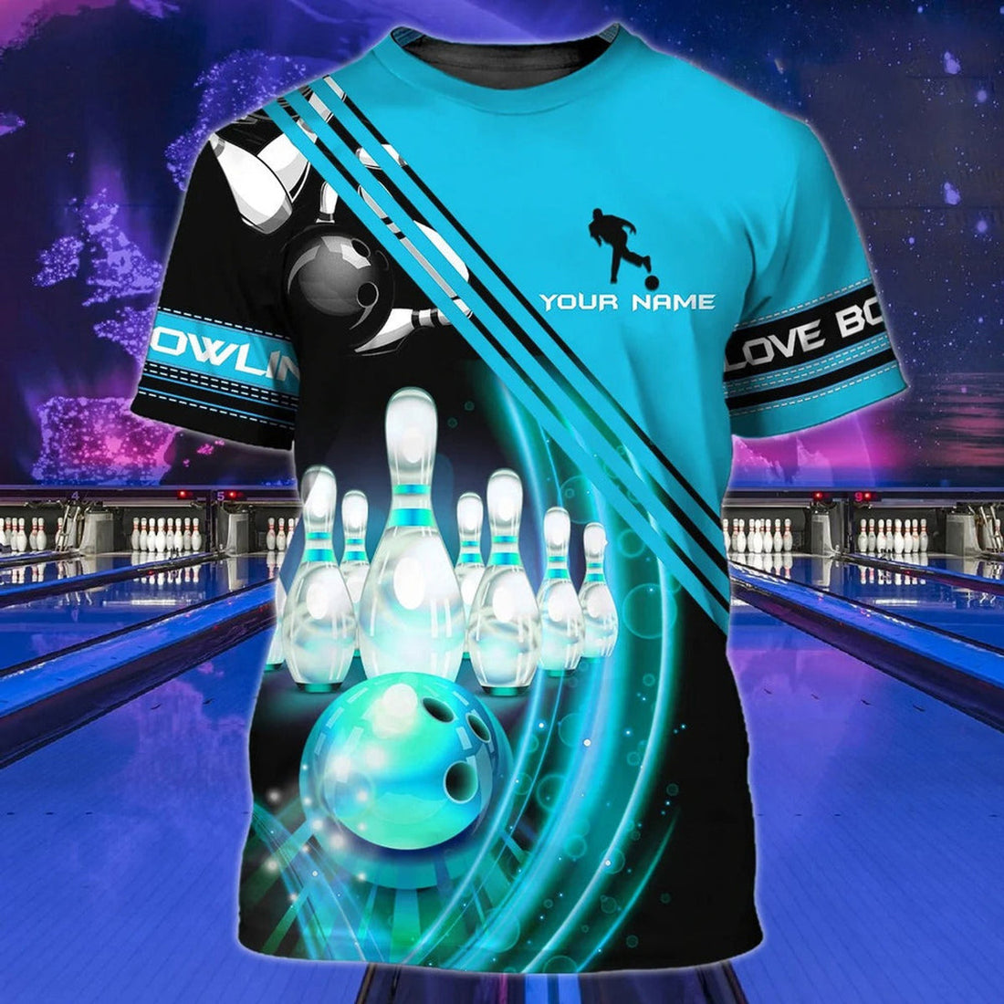 FUNSTUFFPRINT Custom Bowling 3D T-Shirt For Men Women Bowling National Day Gift Bowling Player Uniforms 3D T-shirt