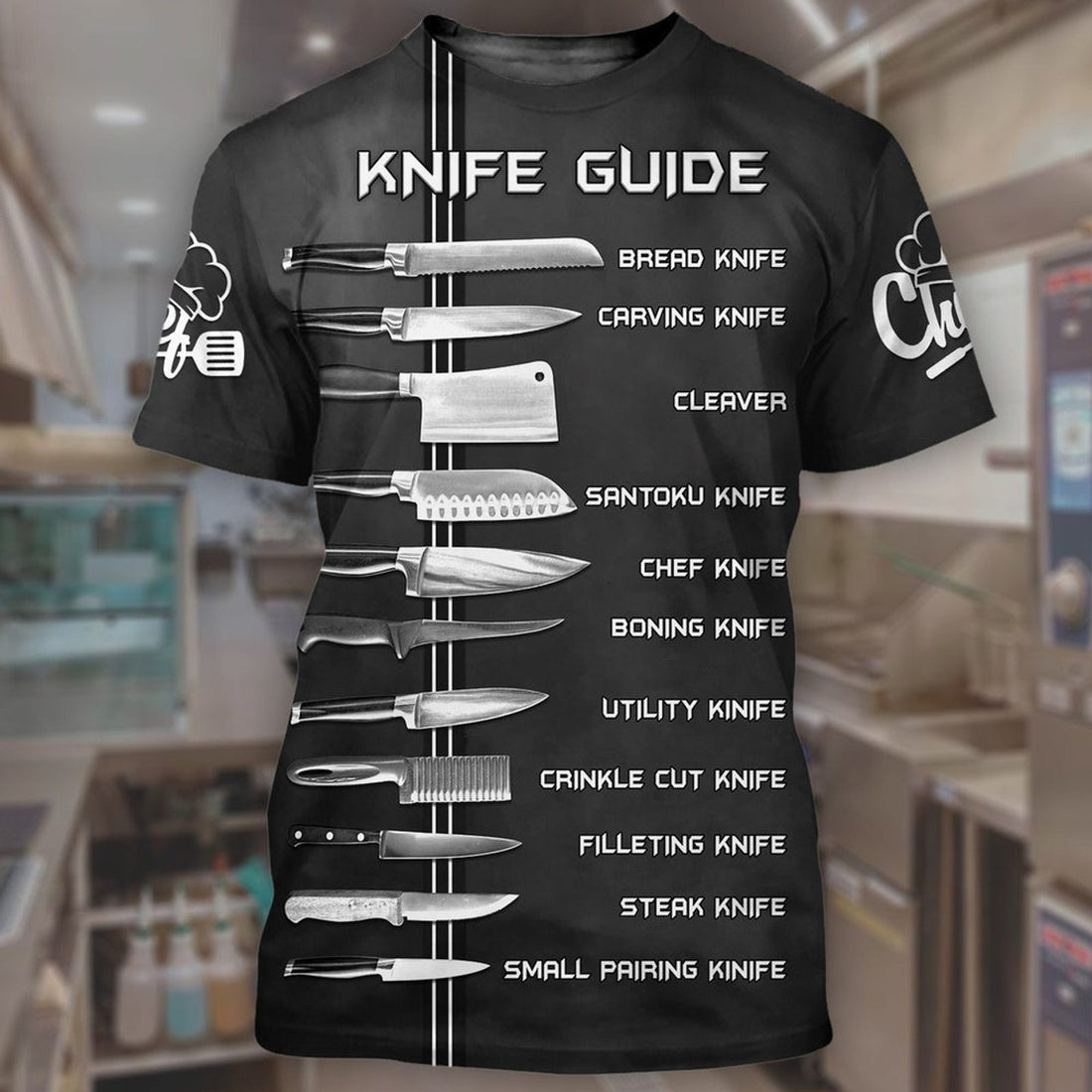 FUNSTUFFPRINT Knife Guide Chef NP8 All Over Printed Unisex Shirt, Chef Shirt, Cook RestauranT-Shirt, Chef Lover Shirt 3D T-shirt