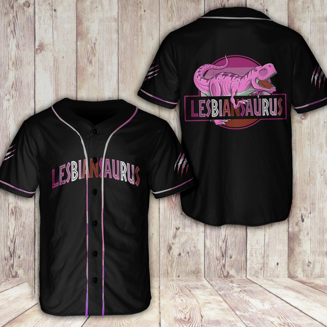 LGBT Pride Lesbiansaurus Baseball Shirt, Idea Gift Shirt for LGBT Baseball Jersey