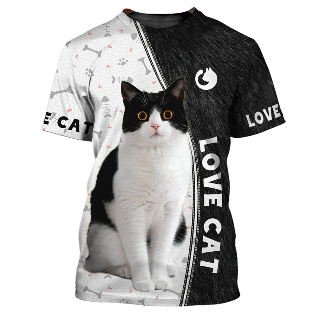 FUNSTUFFPRINT CaT-Shirts Cat Tuxedo 3D Full Print T-Shirt, Love Cat Hoodie Men Women, Cute Cat Swearshirt 3D T-shirt