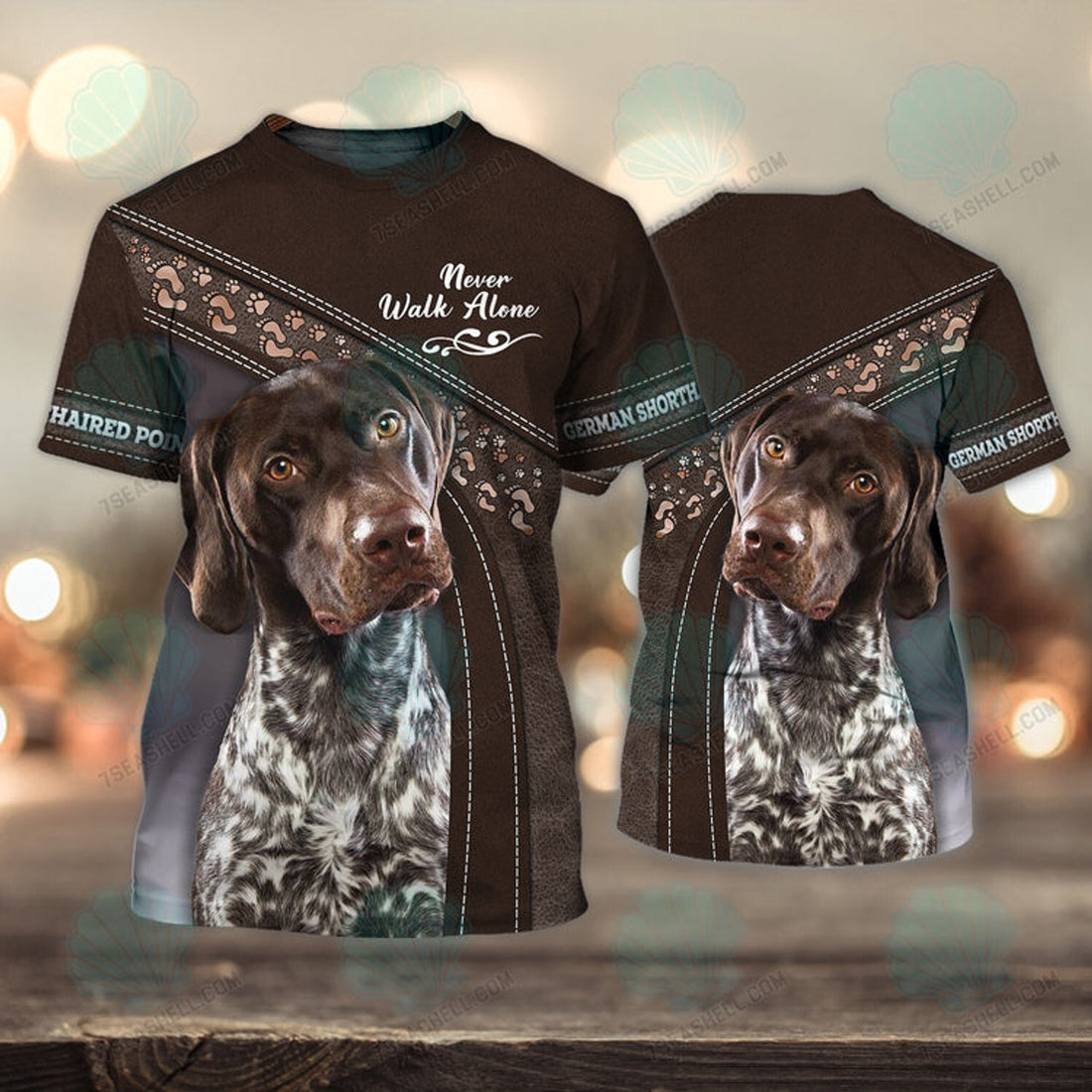 FUNSTUFFPRINT German Shorthaired Pointer Lover Never Walk Alone 3D Full Print T-Shirt, PerfecT-Shirt for Labrador Retriever Dog Lovers 3D T-shirt