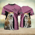FUNSTUFFPRINT Akita Inu Love Never Walk Alone 3D Full Print T-Shirt, Dog Memorial Gifts for loss of Dog 3D T-shirt