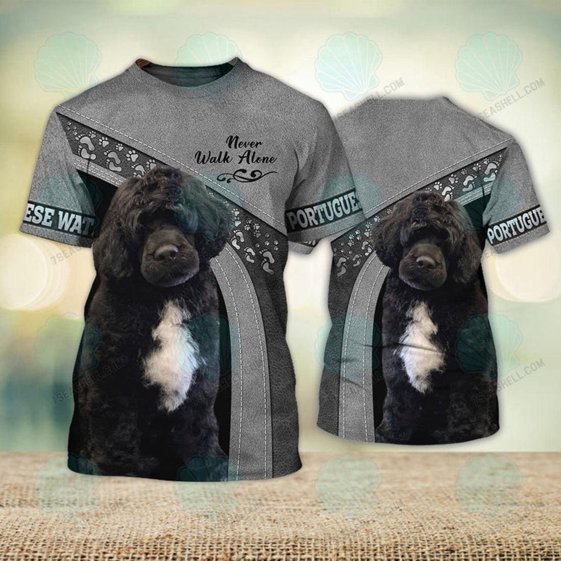 FUNSTUFFPRINT Portuguese Water Love Never Walk Alone 3D Full Print Christmas Shirts 3D T-shirt