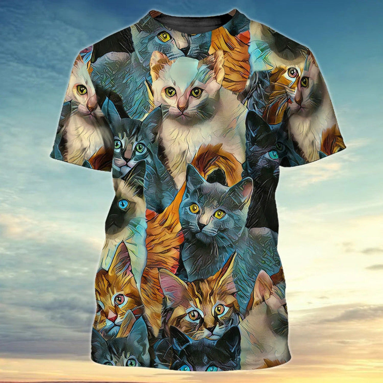 FUNSTUFFPRINT Multiple Cats 3D All Over PrinT-Shirt For Cat Lovers Hoodie T-Shirt, Cat Print Apparel 3D T-shirt