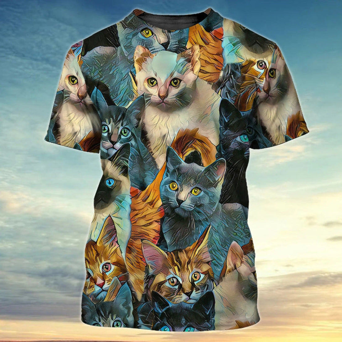 FUNSTUFFPRINT Multiple Cats 3D All Over PrinT-Shirt For Cat Lovers Hoodie T-Shirt, Cat Print Apparel 3D T-shirt