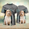 FUNSTUFFPRINT Cocker Spaniel Love White Never Walk Alone 3D Full Print T-Shirt 1410, Christmas Shirt for Dog Lovers 3D T-shirt