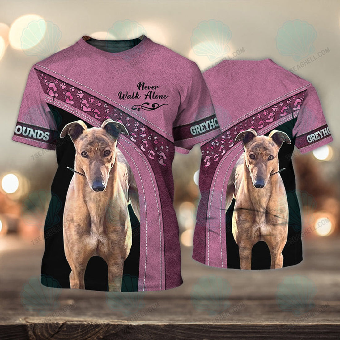 FUNSTUFFPRINT Greyhounds Love Never Walk Alone 3D Full Print T-Shirt 1488, PerfecT-Shirt for Greyhounds Dog Lovers 3D T-shirt