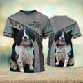 FUNSTUFFPRINT English Springer Spaniel Never Walk Alone 3D Full Print T-Shirt, Christmas Dog Memorial Gifts for loss of Dog 3D T-shirt
