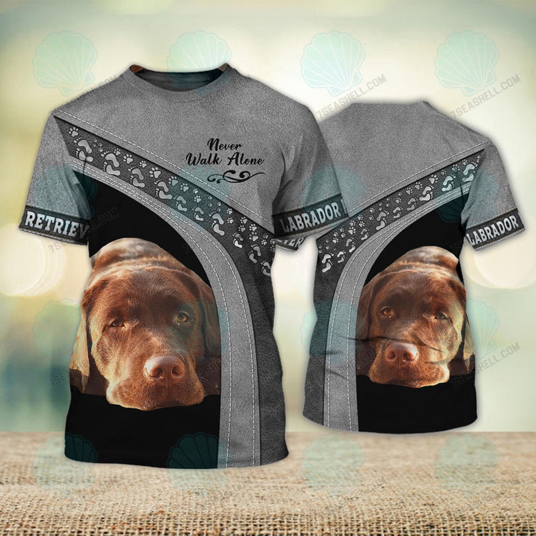 FUNSTUFFPRINT Labrador Retriever Love Never Walk Alone 3D Full Print T-Shirt, PerfecT-Shirt for Labrador Retriever Dog Lovers 3D T-shirt