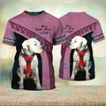 FUNSTUFFPRINT Argentine Dogo Love Pink Never Walk Alone 3D Full Print T-Shirt, Christmas Dog Memorial Gifts for loss of Dog 3D T-shirt