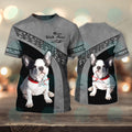 FUNSTUFFPRINT French Bulldog White Never Walk Alone 3D Full Print T-Shirt, Christmas Dog Memorial Gifts for loss of Dog 3D T-shirt