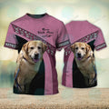 FUNSTUFFPRINT Labrador Retriever Love Pink Never Walk Alone 3D Full Print T-Shirt, Christmas Dog Memorial Gifts for loss of Dog 3D T-shirt