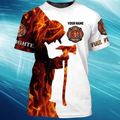FUNSTUFFPRINT Personalized Custom Name Firefighter Apparel 3D Full Print Firefighter 3D T-shirt