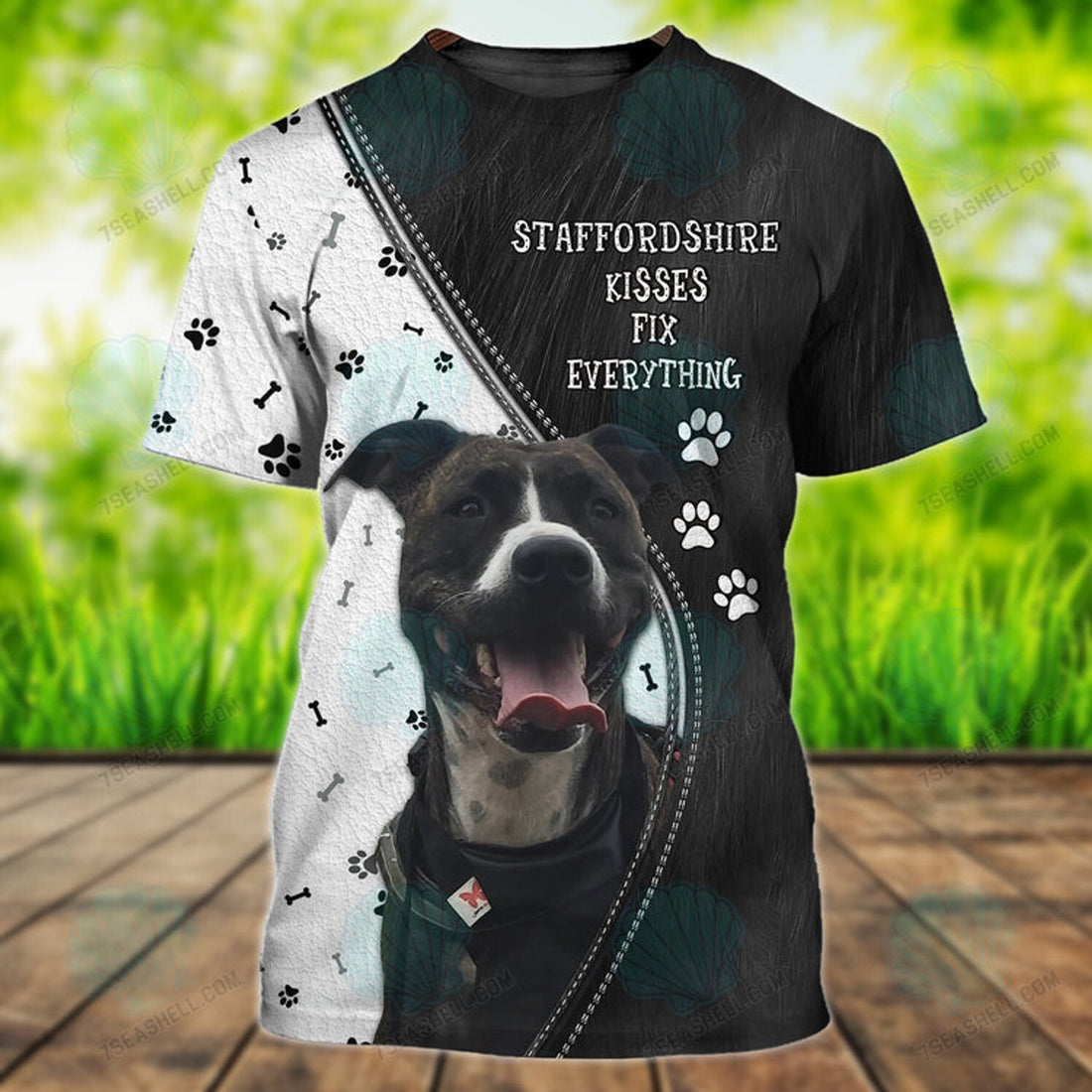 FUNSTUFFPRINT Staffordshire Bull Terrier 3D Full Print, Perfect Christmas Shirt for Dog Lovers 3D T-shirt