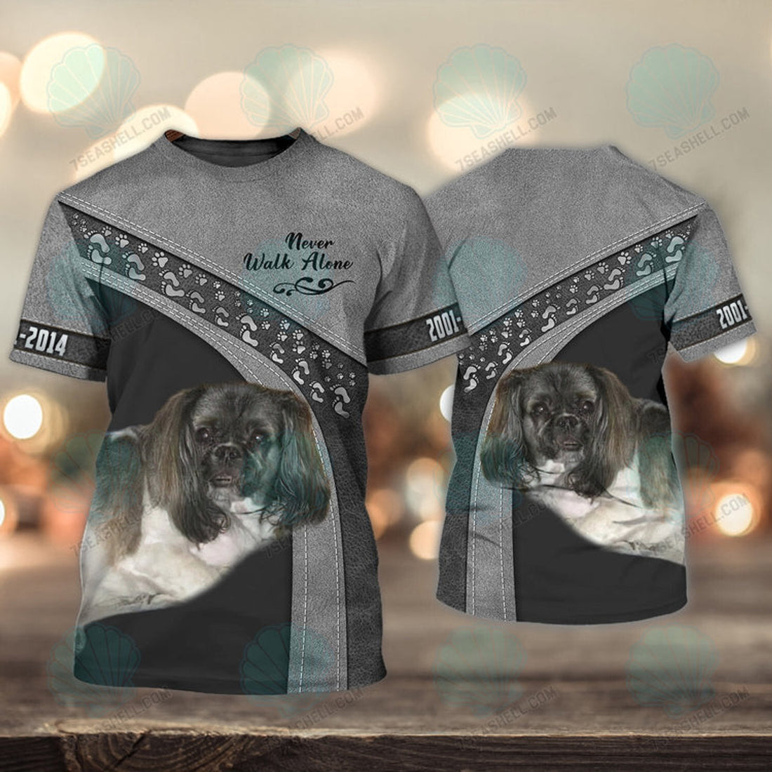 FUNSTUFFPRINT Shih Tzu Love Never Walk Alone 3D Full Print T-Shirt, Christmas Dog Memorial Gifts for loss of Dog 3D T-shirt