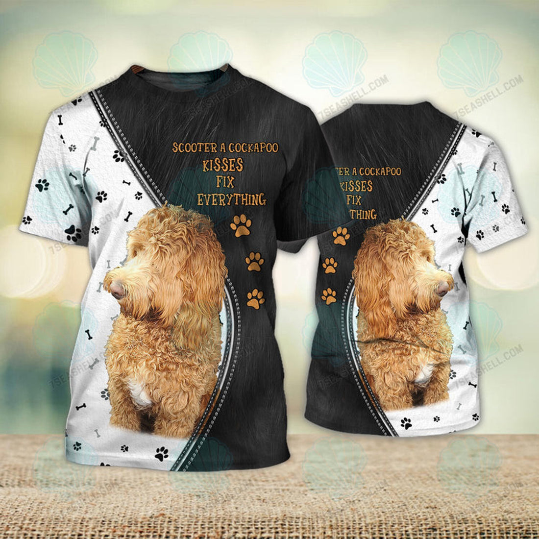 FUNSTUFFPRINT Scooter A Cockapoo Love 3D Full Print T-Shirt, Christmas Dog Memorial Gifts for loss of Dog 3D T-shirt