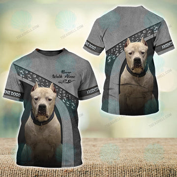 FUNSTUFFPRINT Argentine Dogo Love Never Walk Alone 3D Full Print T-Shirt, Christmas Dog Memorial Gifts for loss of Dog 3D T-shirt