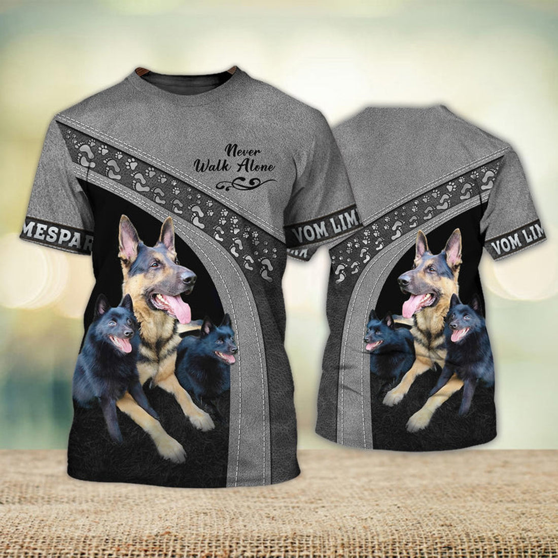 FUNSTUFFPRINT Vom Limespark Love Never Walk Alone Love 3D Full Print T-Shirt, Shirt For Dog Lovers, Dog Memorial Gifts for loss of Dog 3D T-shirt