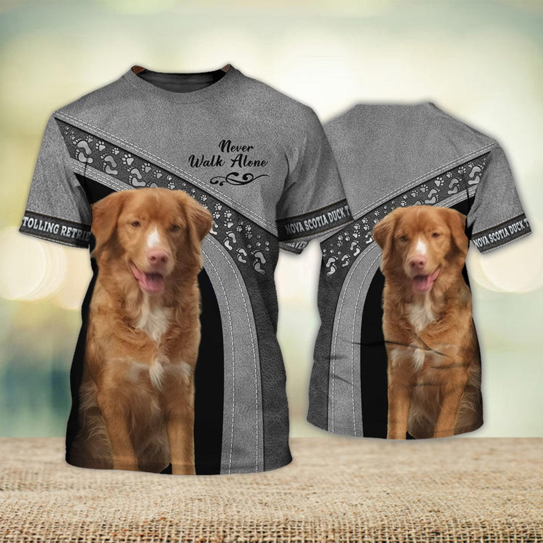 FUNSTUFFPRINT Nova Scotia Duck Tolling Retriever Love Never Walk Alone Love 3D Full Print T-Shirt 3D T-shirt