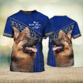 FUNSTUFFPRINT German Shepherd Love Never Walk Alone Blue 3D Full Print T-Shirt, Shirt For Dog Lovers, Dog Memorial Gifts for loss of Dog 3D T-shirt