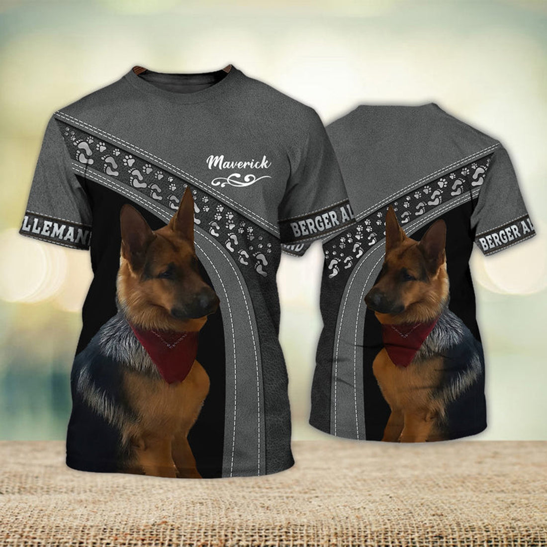 FUNSTUFFPRINT Berger Allemand Love Never Walk Alone 3D Full Print T-Shirt, Shirt For Dog Lovers, Dog Memorial Gifts for loss of Dog 3D T-shirt