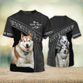 FUNSTUFFPRINT Siberian Husky Love Never Walk Alone 3D Full Print T-Shirt, Shirt For Dog Lovers, Dog Memorial Gifts for loss of Dog 3D T-shirt