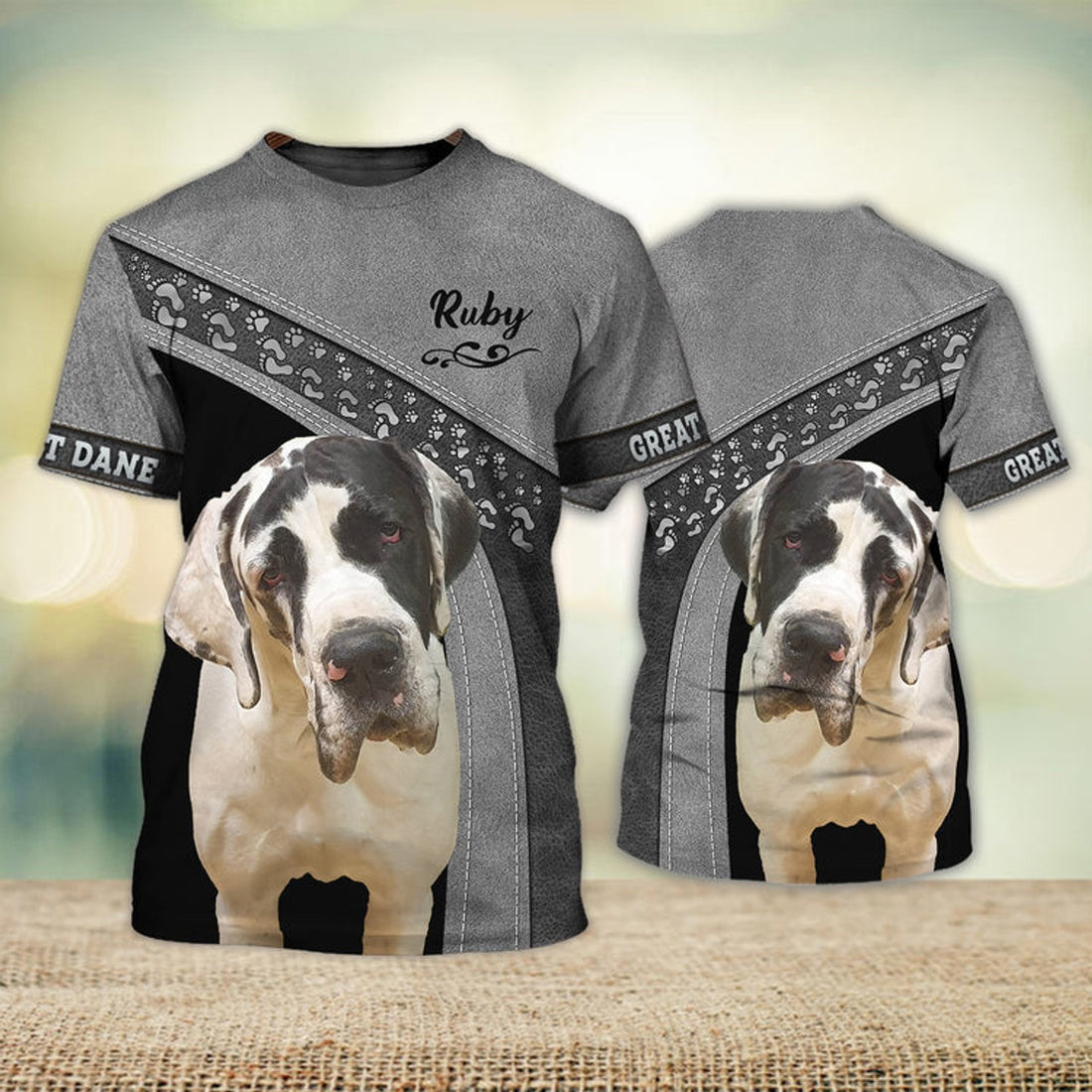 FUNSTUFFPRINT Great Dane Love Never Walk Alone 3D Full Print T-Shirt, Shirt For Dog Lovers, Dog Memorial Gifts for loss of Dog 3D T-shirt