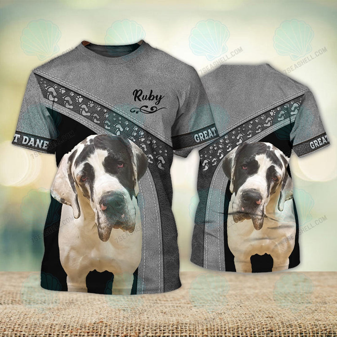 FUNSTUFFPRINT Great Dane Love Never Walk Alone 3D Full Print T-Shirt, Christmas Dog Memorial Gifts for loss of Dog 3D T-shirt
