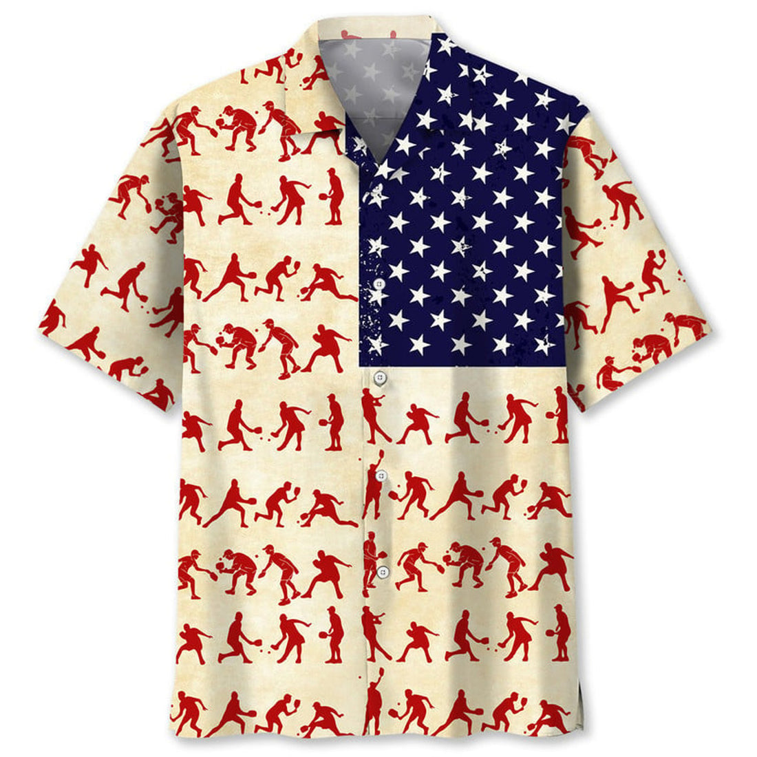 Pickleball USA Hawaiian Shirt, Short Sleeve Summer Vacation Beach Shirts for Men, Flag Shirt