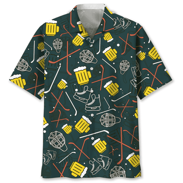 Hockey Hawaiian Shirt - Hockey And Beer For Life Tropical Hawaiian Shirt - Summer Gift For Hockey Lovers