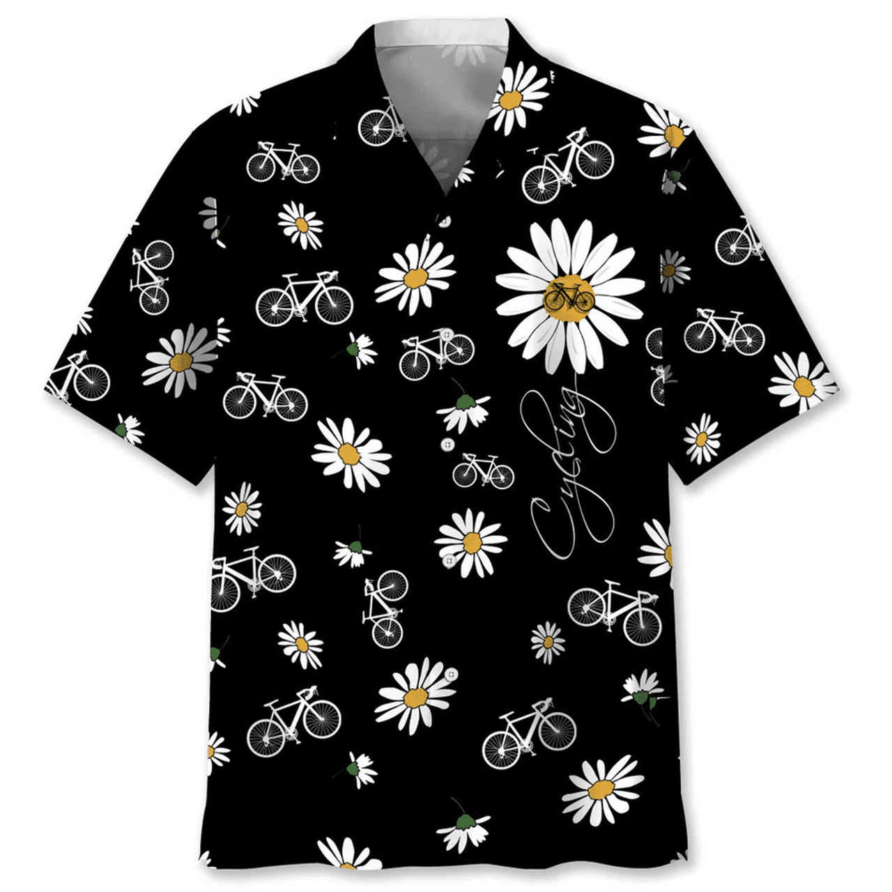 Cycling Daisy Hawaiian Shirt, Idea Gift for Cycling Lover, Summer Cycling Shirt