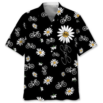 Cycling Daisy Hawaiian Shirt, Idea Gift for Cycling Lover, Summer Cycling Shirt