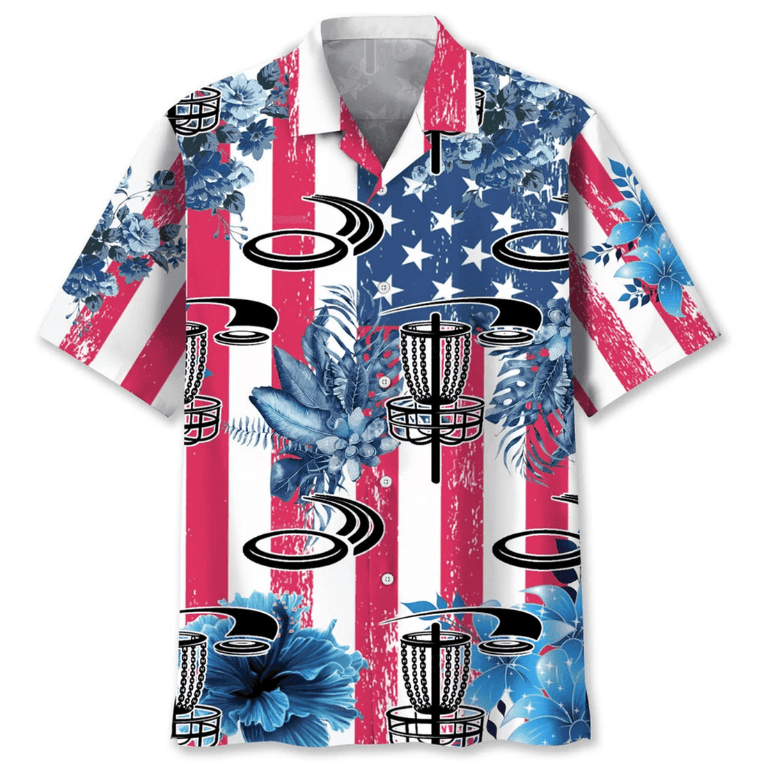 Disc Golf USA Nature Hawaiian Shirt, Flag Hawaiian Shirt