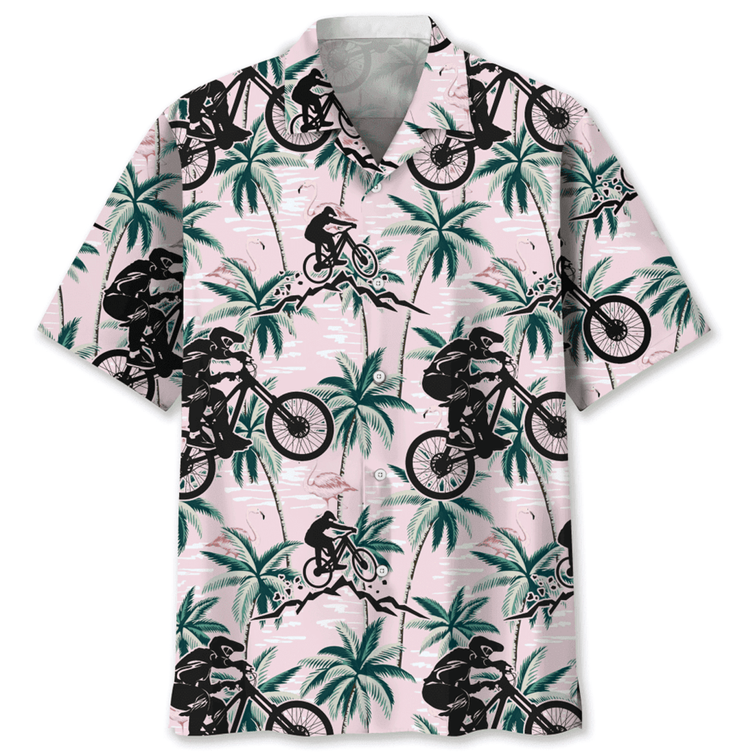 Mountain Bike Tropical Pink Hawaiian Shirt, Gift for Men Women Love Bike