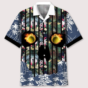 Tennis Flower Skull Hawaiian Shirt, Gift for Tennis Player, Summer Shirt