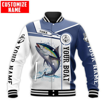 FUNSTUFFPRINT Custom name Tuna fishing Catch and Release D Design Fishing 3D Baseball Jacket