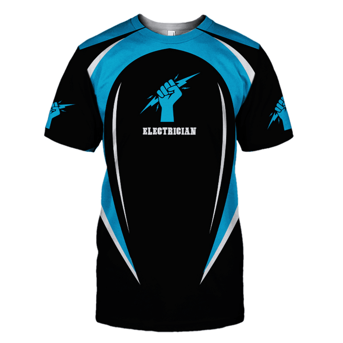 FUNSTUFFPRINT Personalized Name Electrician Printed Shirts Blue Thunder 3D Shirt, PerfecT-Shirt for Electrician 3D T-shirt