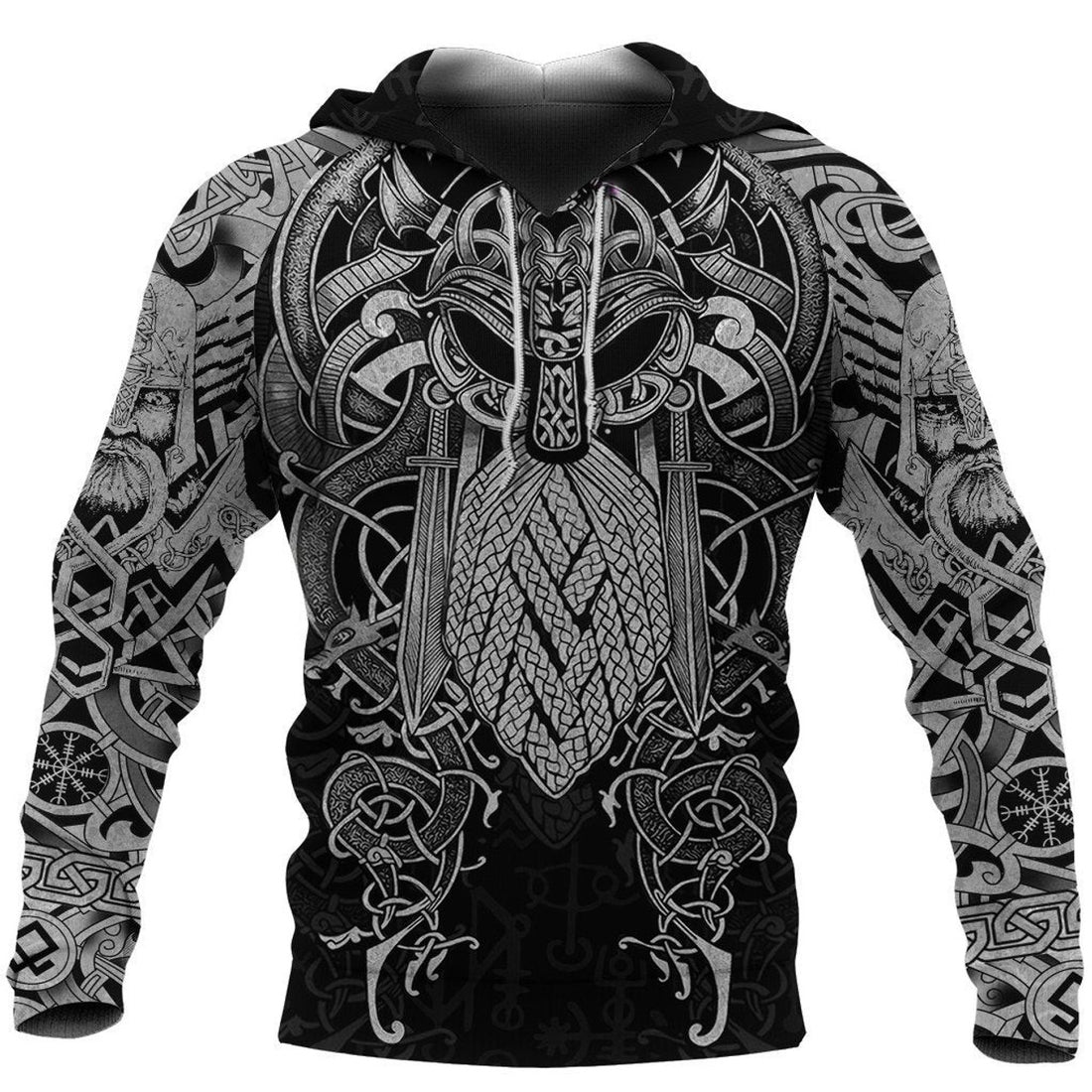 FUNSTUFFPRINT Vikings Odin Mjolnir Thor's Hammer 3D Hoodie and Zip Hoodie