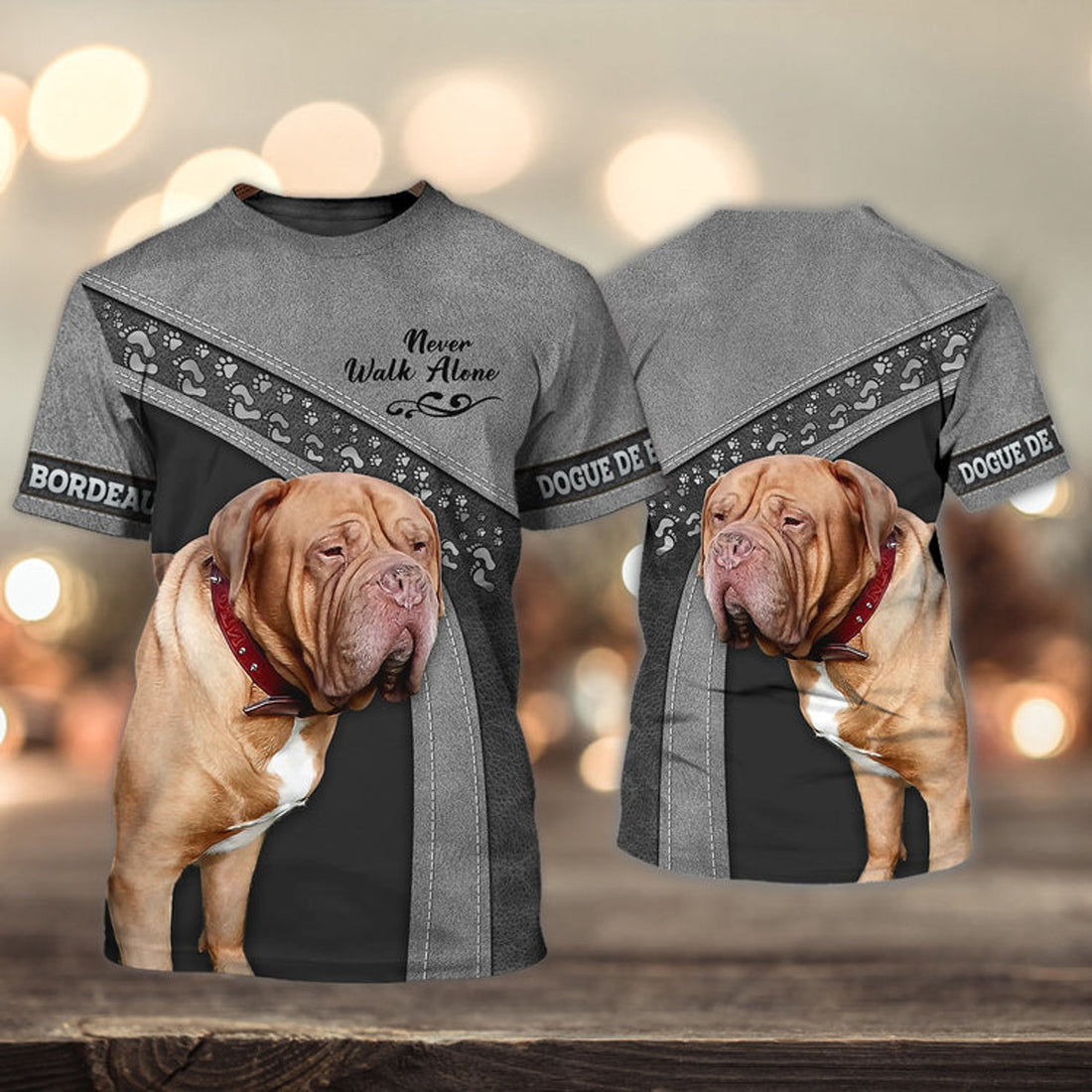 FUNSTUFFPRINT NEO Love Never Walk Alone Love Grey 3D Full Print T-Shirt, Shirt For Dog Lovers, Dog Memorial Gifts for loss of Dog 3D T-shirt
