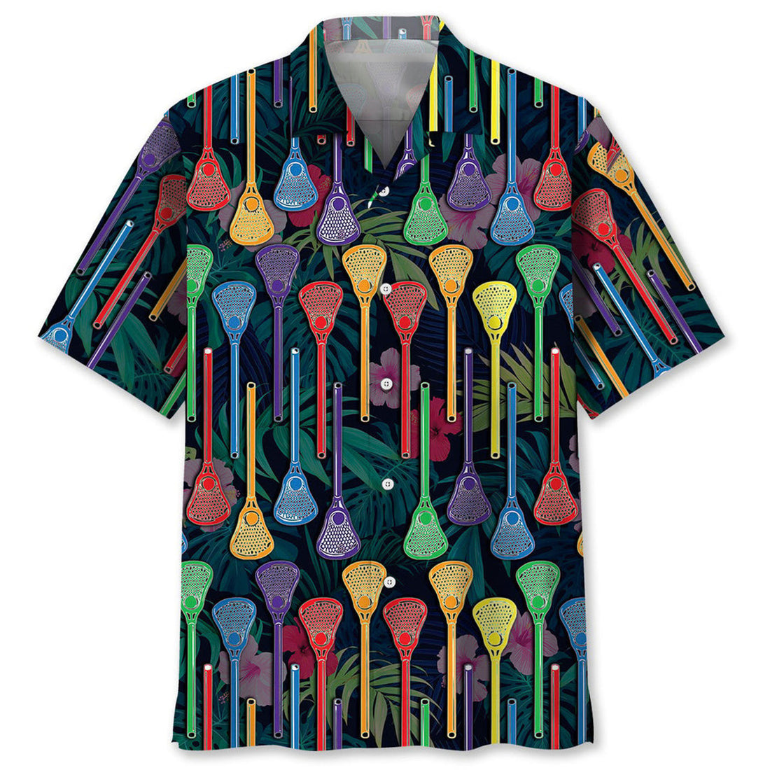 Lacrosse Sticks Hawaiian Shirt, Unisex Summer Beach Casual Short Sleeve Summer Vacation Beach Shirts