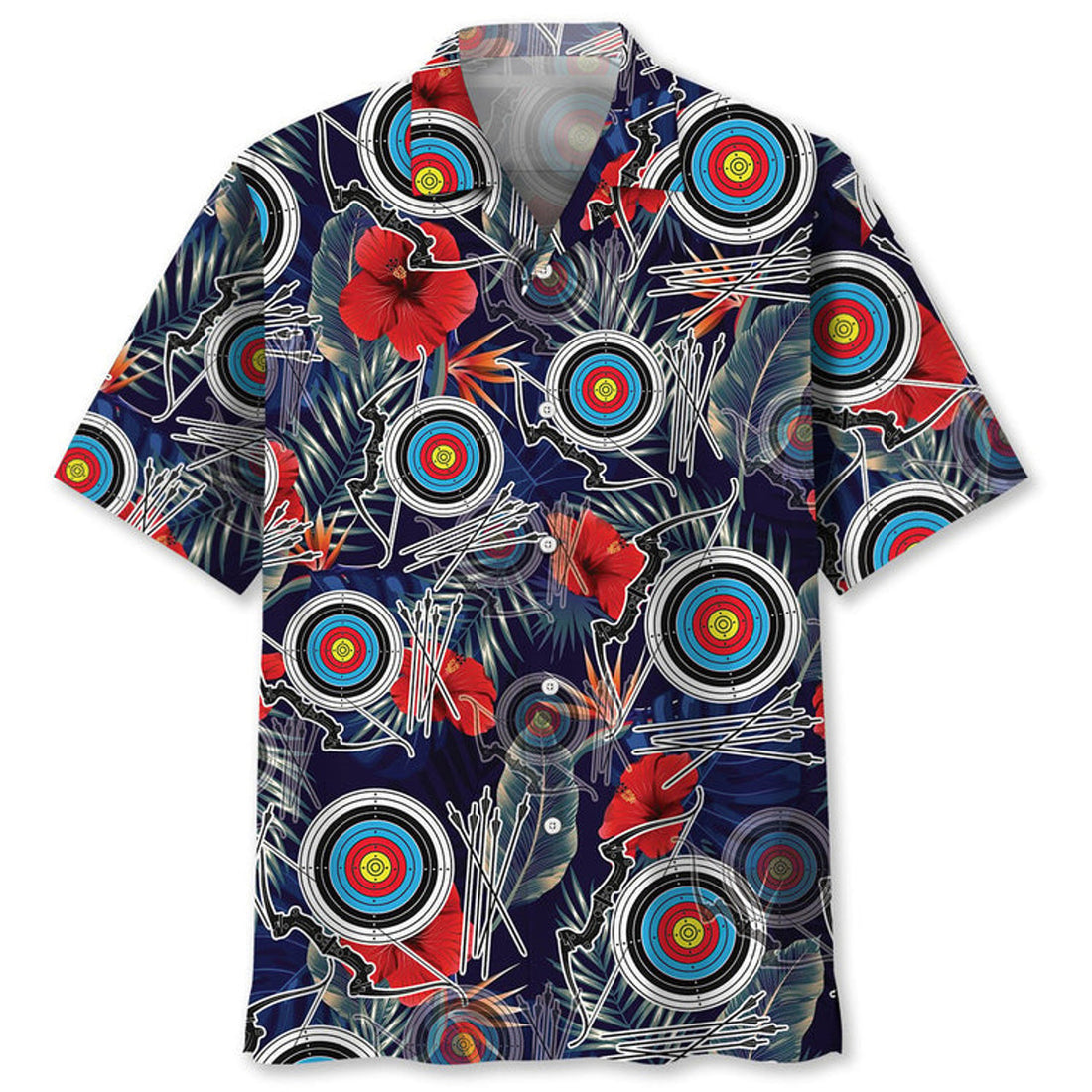 Archery Rose Hawaiian Shirt, Gift for Archer, Archery Beach Hawaii Aloha Shirt