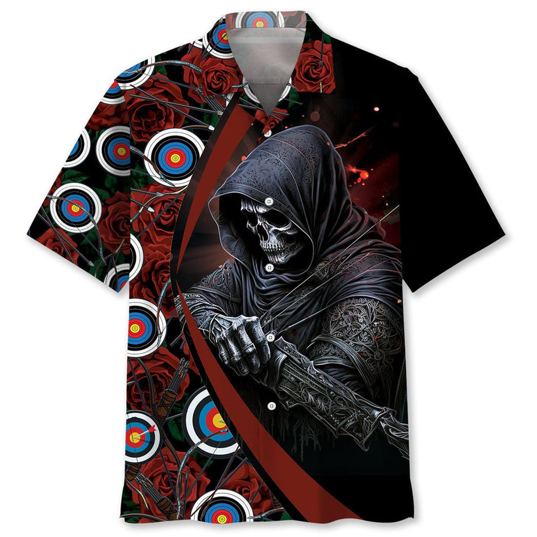 Archery Rose Hawaiian Shirt, Gift for Archer, Archery Beach Hawaii Aloha Shirt