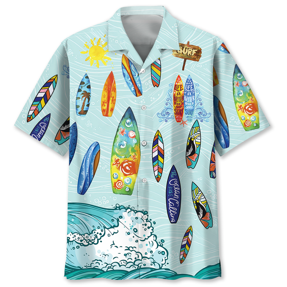 Surfing Ocean Hawaiian Shirt, Amazing Surfing Clothing, Surfing Beach Aloha Shirt