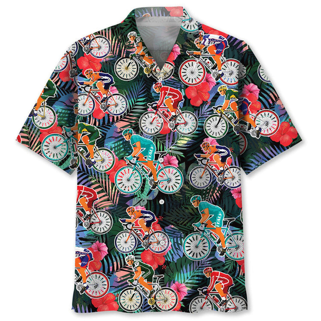 Cycling Vintage Hawaiian Shirt, Cycling Color Pattern Hawaii Shirt for Men