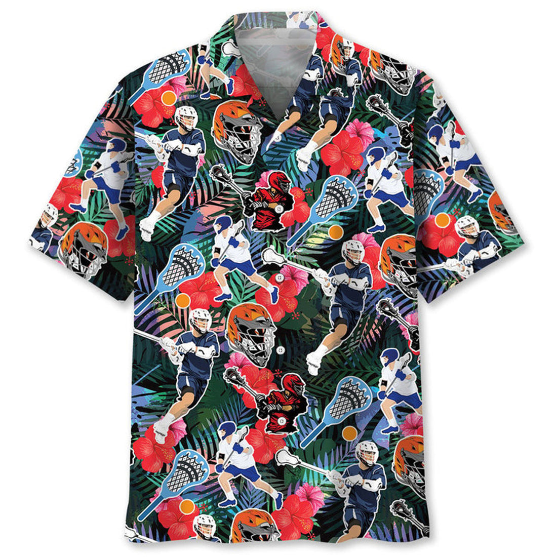 Lacrosse Watercolor Hawaiian Shirt, Unisex Summer Beach Casual Short Sleeve Summer Vacation Beach Shirts