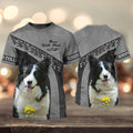 FUNSTUFFPRINT Border Collie Never Walk Alone 3D Full Print T-Shirt, Shirt For Dog Lovers, Dog Memorial Gifts for loss of Dog 3D T-shirt