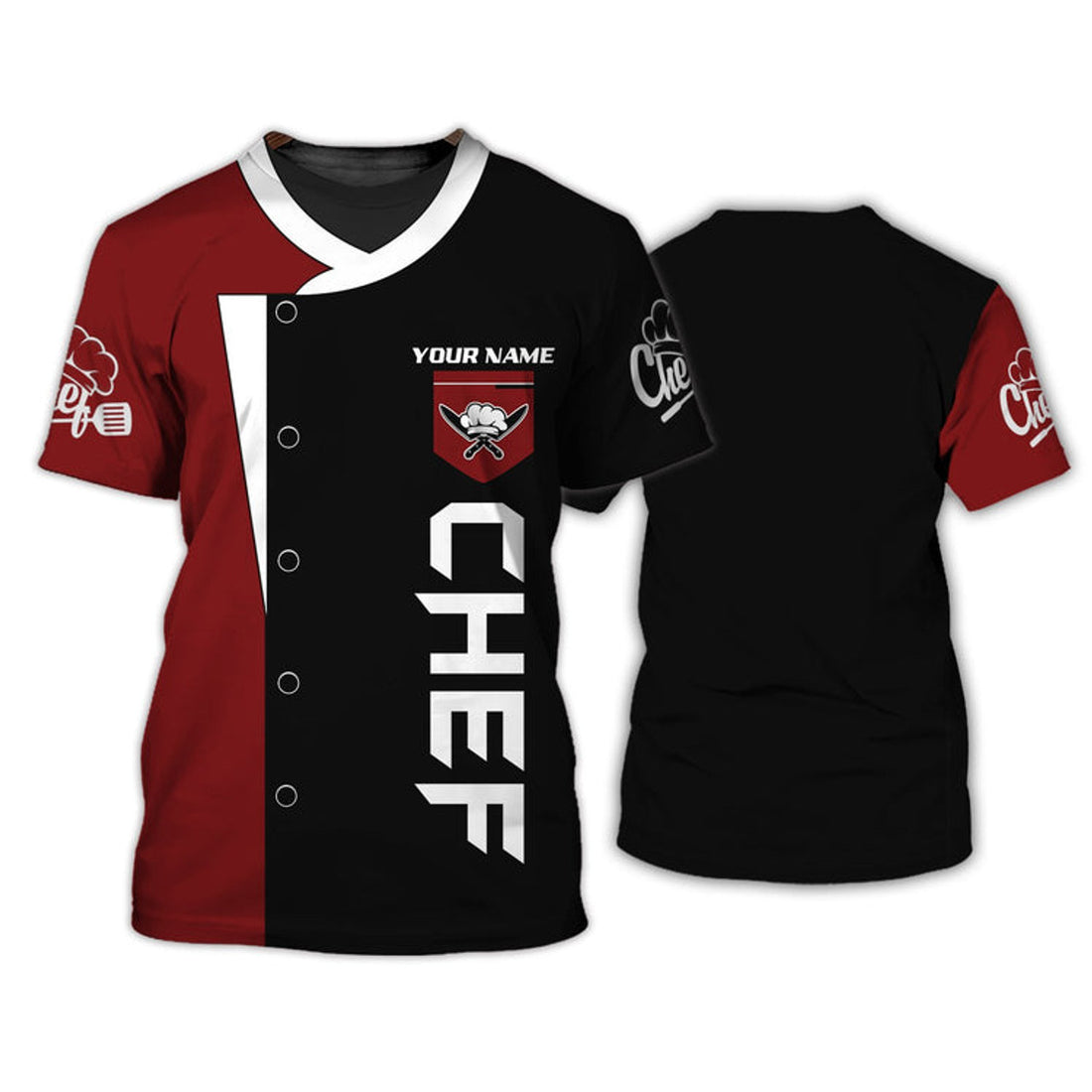 FUNSTUFFPRINT Chef Shirt Custom Cook Zipper Hoodie Black & Red, Master Chef Shirt, Chef Shirt Gift 3D T-shirt