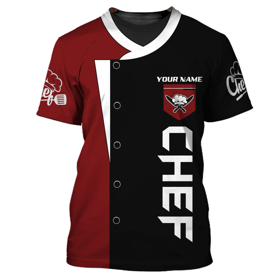 FUNSTUFFPRINT Chef Shirt Custom Cook Zipper Hoodie Black & Red, Master Chef Shirt, Chef Shirt Gift 3D T-shirt