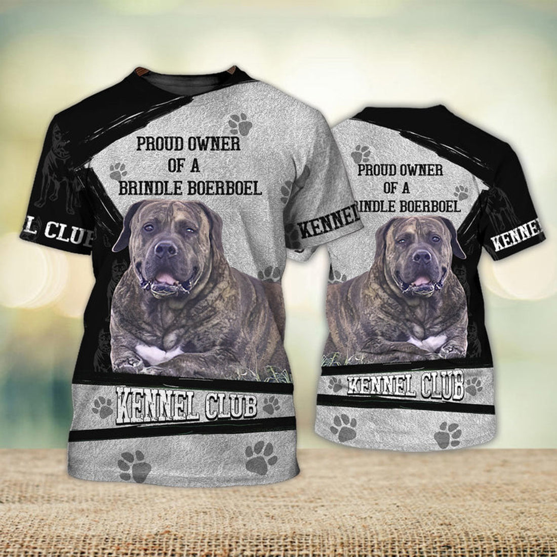 FUNSTUFFPRINT Brindle Boerboel Never Walk Alone 3D Full Print T-Shirt, Shirt For Dog Lovers, Dog Memorial Gifts for loss of Dog 3D T-shirt